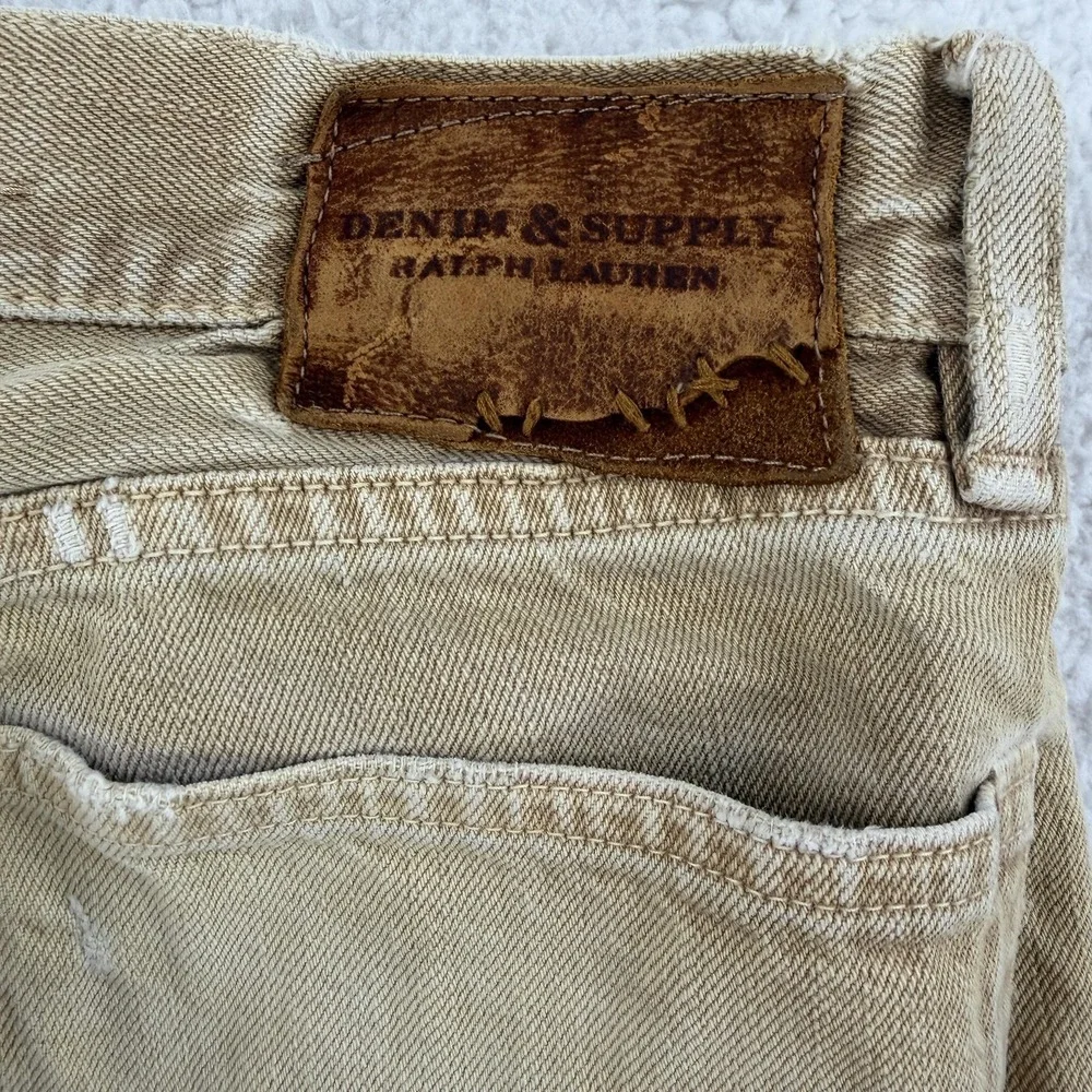 Denim & Supply Ralph Lauren Men's Slim Straight Jeans in Olive/Tan